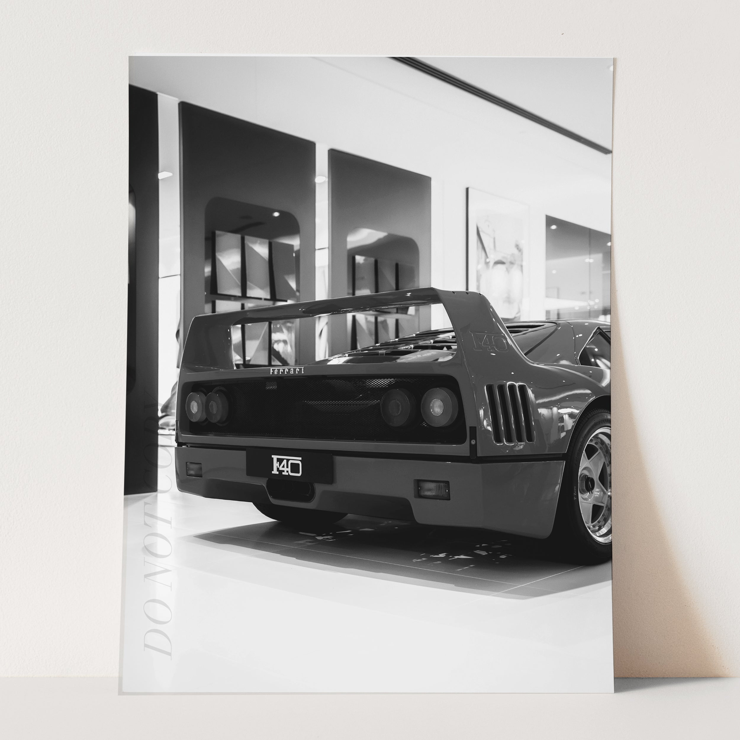 Ferrari F40 Rear View in Black & White
