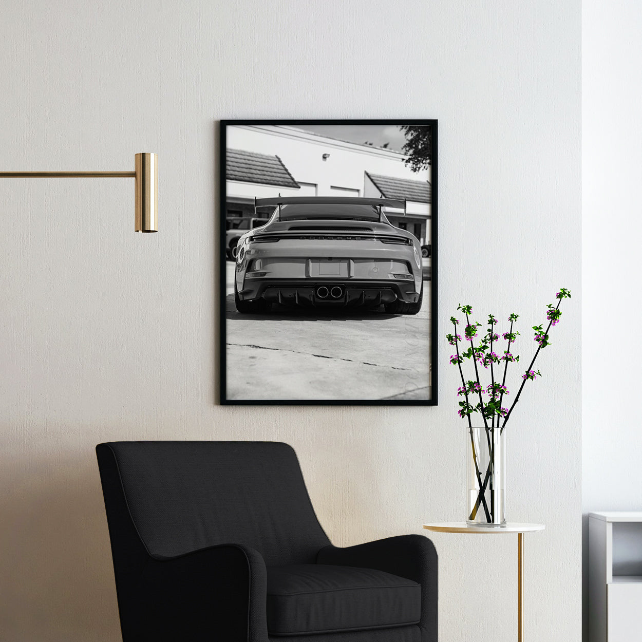 Black & White Porsche 911 GT3 RS Rear